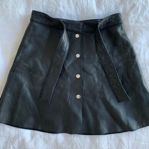 Maje leather skirt with buttons and tie